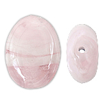 Granulos artesanais de  Lampwork, vidrilho, Oval achatado, rosa, 14x19x8mm, Buraco:Aprox 2.5mm, 100PCs/Bag, vendido por Bag