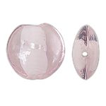 Lampwork Beads, Flat Round, pink, 16x8mm, Hole:Approx 2mm, 100PCs/Bag, Sold By Bag