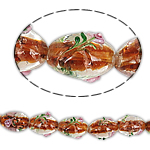 Gold Sand Lampwork Beads, Oval, 11x16mm, Hole:Approx 2mm, 100PCs/Bag, Sold By Bag