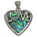 Natural Abalone Shell Pendants, with Brass, Heart, platinum color plated, 29x28x5.50mm, Hole:Approx 8x5mm, Sold By PC