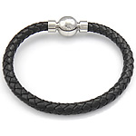 Cowhide Bracelet stainless steel magnetic clasp black 6mm Sold Per Approx 8.5 Inch Strand