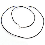 Fashion Halsband Cord, Silke, sterlingsilver fjäder ring spänne, svart, 1mm, Längd 18 inch, 10Strands/Lot, Säljs av Lot