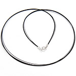Fashion halskæde ledning, Tiger Tail Wire, sterling sølv fjederringen lås, 6-streng, sort, 0.38mm, Længde 18 inch, 10Strands/Lot, Solgt af Lot