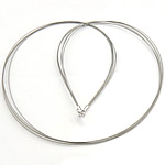 Шнуры для ожерелий, стальной провод, чистое серебро Замочек-колечко, 6-стренги, серый, 0.38mm, длина:18 дюймовый, 10пряди/Лот, продается Лот