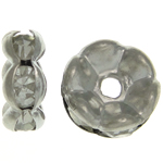 Separadores de Diamantes de Imitación, metal, Toroidal, chapado en color de platina, con diamantes de imitación, 8x8x3.50mm, agujero:aproximado 1.5mm, 500PCs/Bolsa, Vendido por Bolsa