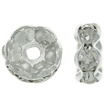 Separadores de Diamantes de Imitación, metal, Toroidal, chapado en color de plata, con diamantes de imitación, libre de níquel, plomo & cadmio, 8x8x3.50mm, agujero:aproximado 1.5mm, 500PCs/Bolsa, Vendido por Bolsa