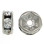 Separadores de Diamantes de Imitación, metal, Toroidal, chapado en color de platina, con diamantes de imitación, libre de níquel, plomo & cadmio, 6x6x2.80mm, agujero:aproximado 1.5mm, 500PCs/Bolsa, Vendido por Bolsa