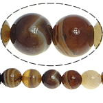 Natürliche Streifen Achat Perlen, rund, verschiedene Größen vorhanden, dunkle Kaffee-Farbe, Bohrung:ca. 1-1.2mm, Länge:ca. 15.5 ZollInch, verkauft von Menge