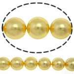 South Sea Shell Beads, Round, yellow, 8mm, Hole:Approx 0.5mm, 48PCs/Strand, Sold Per 16 Inch Strand