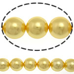 South Sea Shell Beads, Round, yellow, 14mm, Hole:Approx 1mm, 29PCs/Strand, Sold Per 16 Inch Strand