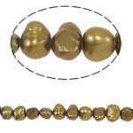 Perles nacres baroques de culture d'eau douce , perle d'eau douce cultivée, Jaune, 4-5mm, Trou:Environ 0.8mm, Vendu par 15 pouce brin