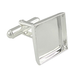 Brass Cufflinks Findings, Square, silver color plated, nickel, lead & cadmium free, 17x17mm, 17mm, 18.5x4mm, Hole:Approx 16x16mm, Inner Diameter:Approx 16mm, 100PCs/Bag, Sold By Bag