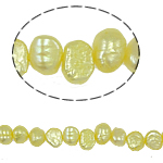 Grânulos de pérolas  cultivadas de água doce de forma de borroco, Pérolas de água doce, Barroco, amarelo, 5-6mm, Buraco:Aprox 0.8mm, vendido para 14 inchaltura Strand