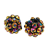 Resin Rhinestone, Round, with rhinestone, 10x12mm, Hole:Approx 1.5mm, 100PCs/Bag, Sold By Bag