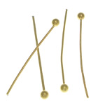 Messing Bal hoofd Pin, gold plated, lood en cadmium vrij, 20x1.80x0.50mm, 10000pC's/Bag, Verkocht door Bag