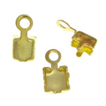 Pointes de corde en laiton, Placage de couleur d'or, sans plomb et cadmium, 4x7.8x3.4mm, 3.2x3.2mm, Trou:Environ 1.4mm, 3000PC/sac, Vendu par sac
