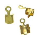латунные наконечные шнуры, Латунь, плакирован золотом, не содержит свинец и кадмий, 5x9.8x4.6mm, 4.3x4.3mm, отверстие:Приблизительно 1.5mm, 3000ПК/сумка, продается сумка
