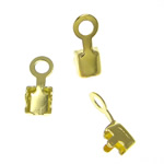 Mässing Cord Tips, guldfärg pläterade, leda & kadmiumfri, 2.5x7x2.7mm, 2x2mm, Hål:Ca 1.3mm, 4000PC/Bag, Säljs av Bag