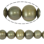 Cultured Potato Freshwater Pearl Beads, natural, green, Grade A, 5-6mm, Hole:Approx 0.8mm, Sold Per 14.5 Inch Strand