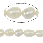 Barok ferskvandskulturperle Beads, Ferskvandsperle, hvid, klasse A, 7-8mm, Hole:Ca. 0.8mm, Solgt Per 14.5 inch Strand