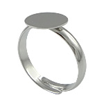 Messing Pad Ring Base, sølvfarvet forgyldt, justerbar, bly & cadmium fri, 10mm, Størrelse:7, 500pc'er/Bag, Solgt af Bag