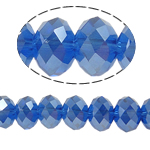 Perles de cristal rondelle, imitation de cristal CRYSTALLIZED™, saphir, 6x8mm, Trou:Environ 1mm, Longueur Environ 15 pouce, 10Strandstoron/sac, Environ 72PC/brin, Vendu par sac