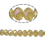 Perles de cristal rondelle, imitation de cristal CRYSTALLIZED™, LT Topaze, 6x8mm, Trou:Environ 1mm, Longueur 15 pouce, 10Strandstoron/sac, Vendu par sac