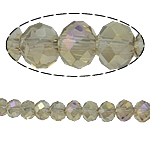 Perles de cristal rondelle, facettes & imitation de cristal CRYSTALLIZED™, champagne argenté, 4x6mm, Trou:Environ 1mm, Longueur:Environ 17 pouce, 10Strandstoron/sac, Environ 100PC/brin, Vendu par sac