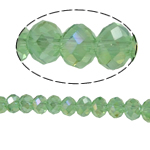 Perles de cristal rondelle, imitation de cristal CRYSTALLIZED™, péridot, 4x6mm, Trou:Environ 1mm, Longueur Environ 17 pouce, 10Strandstoron/sac, Environ 100PC/brin, Vendu par sac