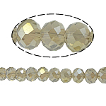 Perles de cristal rondelle, Couleur AB & imitation de cristal CRYSTALLIZED™, champagne argenté, 8x10mm, Trou:Environ 1mm, Longueur:Environ 22 pouce, 10Strandstoron/sac, Vendu par sac