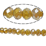 Rondell Kristallperlen, Kristall, AA grade crystal, Gold Champagner, 8x10mm, Bohrung:ca. 2mm, Länge 22 ZollInch, 10SträngeStrang/Tasche, verkauft von Tasche