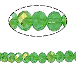 Perles de cristal rondelle, imitation de cristal CRYSTALLIZED™, vert fougère, 8x10mm, Trou:Environ 2mm, Longueur:Environ 22 pouce, 10Strandstoron/sac, Environ 72PC/brin, Vendu par sac