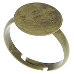 Brass Ring Pad Základní, Mosaz, starožitné bronzové barvy á, nastavitelný, olovo a kadmium zdarma, 12x12mm, Velikost:7, 400PC/Bag, Prodáno By Bag