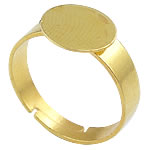 Messing Pad Ring Base, guldfarve belagt, justerbar, bly & cadmium fri, 10x10mm, Størrelse:7, 400pc'er/Bag, Solgt af Bag