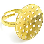 Латунная основа-решето для кольца, Латунь, плакирован золотом, регулируемый, не содержит свинец и кадмий, 20x20mm, размер:7, 300ПК/сумка, продается сумка