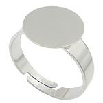 Brass Pad Ring Base, platinum color plated, adjustable, lead & cadmium free, 12x12mm, US Ring Size:7, 400PCs/Bag, Sold By Bag
