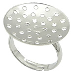 Brass, platinum color plated, adjustable, lead & cadmium free, 20x20mm, US Ring Size:6.5, 200PCs/Bag, Sold By Bag
