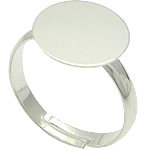 Messing Pad Ring Base, sølvfarvet forgyldt, justerbar, bly & cadmium fri, 12x12mm, Størrelse:7, 400pc'er/Bag, Solgt af Bag