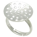 Brass Zeef Ring Base, Messing, silver plated, verstelbaar, lood en cadmium vrij, 18x18mm, Maat:7, 200pC's/Bag, Verkocht door Bag