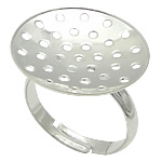 Base anello a crivello in ottone, placcato color argento, regolabile, assenza di piombo & cadmio, 20x20mm, Misura:7, 300PC/borsa, Venduto da borsa