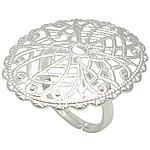 Brass, silver color plated, adjustable & filigree & hollow, lead & cadmium free, 23.30x30mm, US Ring Size:7.5, 200PCs/Bag, Sold By Bag