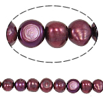 Perles nacres baroques de culture d'eau douce , perle d'eau douce cultivée, rouge violacé, grade A, 9-10mm, Trou:Environ 0.8mm, Vendu par 14 pouce brin