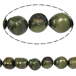 Perles nacres baroques de culture d'eau douce , perle d'eau douce cultivée, vert, grade A, 9-11mm, Trou:Environ 0.8mm, Vendu par 15 pouce brin