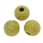 Messing Sternenstaub Perlen, rund, goldfarben plattiert, Falten, frei von Blei & Kadmium, 6mm, Bohrung:ca. 1.5mm, 3000PCs/Tasche, verkauft von Tasche