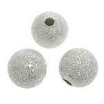 Messing Sternenstaub Perlen, rund, silberfarben plattiert, Falten, frei von Blei & Kadmium, 8mm, Bohrung:ca. 2mm, 1500PCs/Tasche, verkauft von Tasche