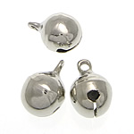 Brass Bell Pendant, platinum color plated, lead & cadmium free, 10x14mm, Hole:Approx 2mm, 1000PCs/Bag, Sold By Bag