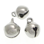 Brass Bell Pendant, platinum color plated, lead & cadmium free, 6x8mm, Hole:Approx 1.5mm, 3000PCs/Bag, Sold By Bag