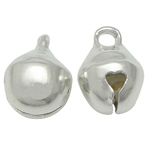 Brass Bell Pendant, silver color plated, lead & cadmium free, 6x8mm, Hole:Approx 1.5mm, 3000PCs/Bag, Sold By Bag