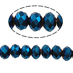Rondell Kristallperlen, Kristall, AA grade crystal, pfauenblau, 6x4mm, Bohrung:ca. 1mm, Länge ca. 16.9 ZollInch, 10SträngeStrang/Tasche, ca. 100PCs/Strang, verkauft von Tasche
