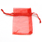 Smycken Dragsko Väskor, Organza, genomskinlig, röd, 50x70mm, 100/